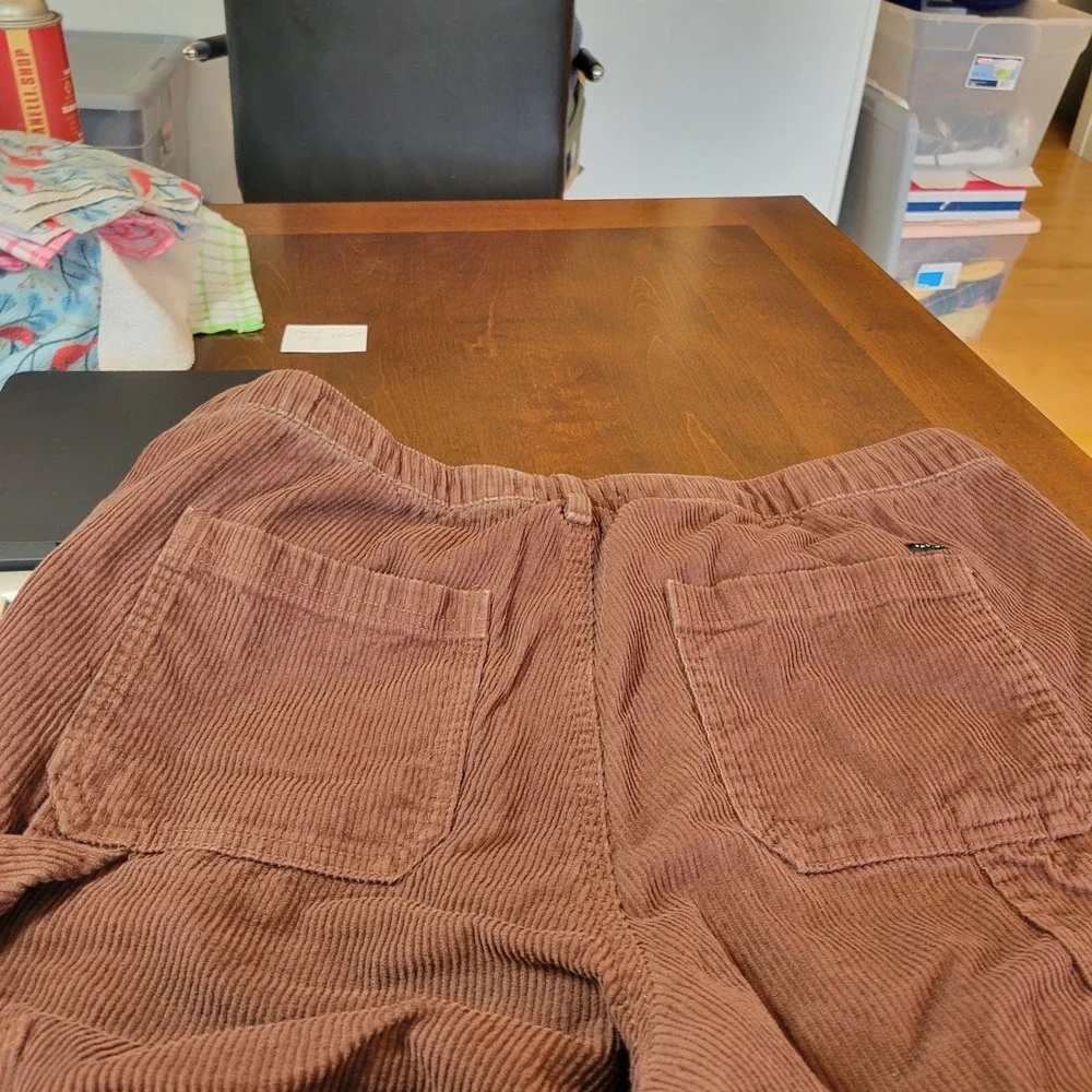 PacSun Mens Brown Corduroy Carpenter Pants Elastic Waist Drawstring Straight Leg